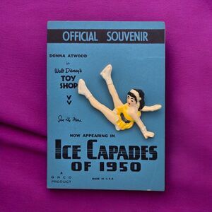 Ice Capades of 1950 Donna Atwood Vintage Skating Pin Original 50C Card USA Made